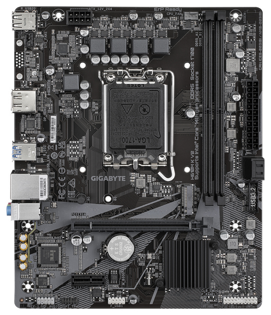 GIGABYTE H610M K V2 Placa base - Procesadores Intel Core 14ª generación, hasta 5600 MHz DDR5, 1xPCIe 3.0 M.2, LAN 1GbE, USB 3.2 Gen 1