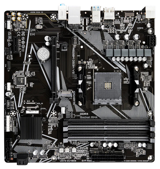 GIGABYTE Placa base A520M DS3H V2 - Soporta CPUs AMD Ryzen serie 5000 AM4, hasta 4733 MHz DDR4 (OC), PCIe 3.0 x16, LAN GbE, USB 3.2 Gen 1