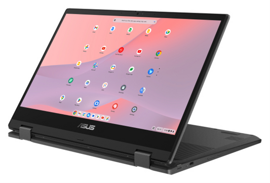 ASUS Chromebook CM14 Flip CL1402FM2A-EC0224 - Ordenador Portatil 14'' Full HD (MediaTek Kompanio 520, 8GB RAM, 128GB eMMC, ARM Mali-G52 MC2, ChromeOS) Gris Gravidad - Teclado QWERTY espanol