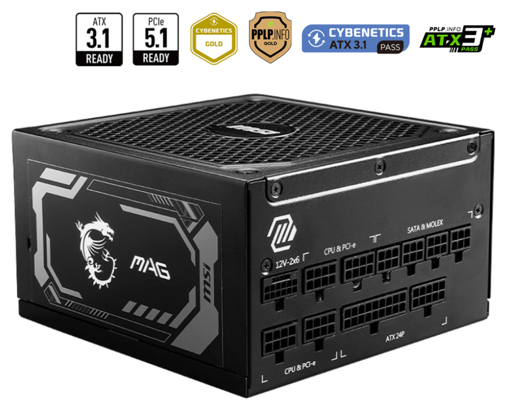 MSI MAG A1250GL PCIE5 unidad de fuente de alimentacion 1250 W 24-pin ATX ATX Negro