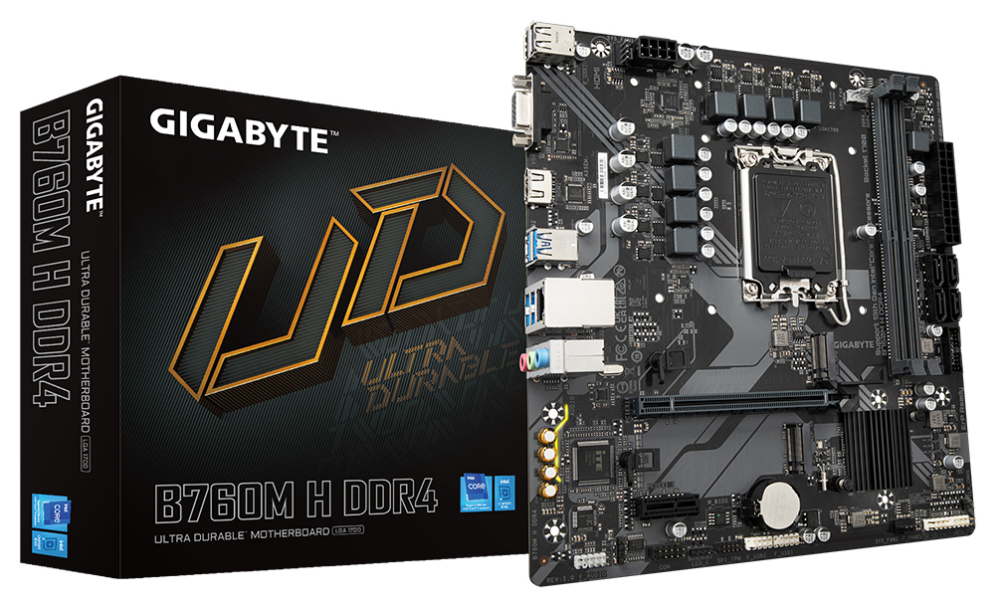 GIGABYTE B760M H DDR4 Placa base - Soporta CPUs Intel Core de 14ª generación, VRM digital de 6+1+1 fases, hasta 3200MHz DDR4 (OC), 2xPCIe 4.0 M.2, GbE LAN, USB 3.2 Gen1