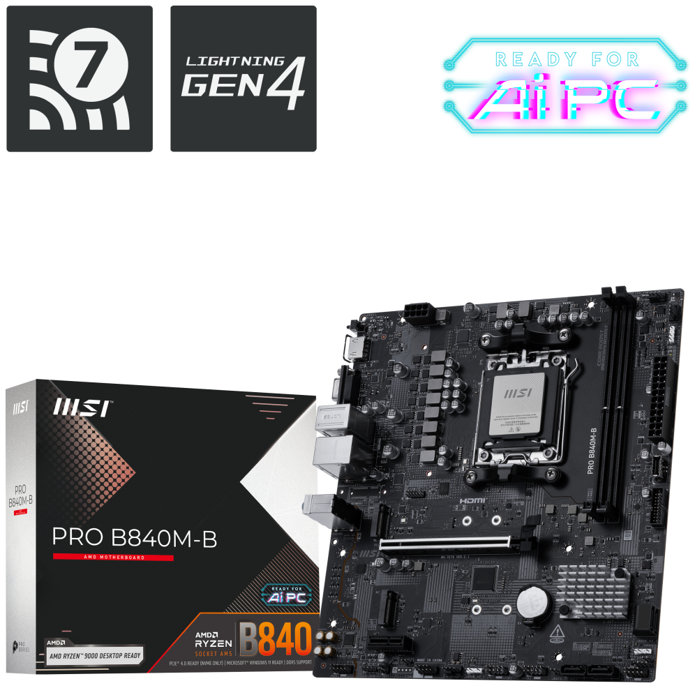 MSI PRO B840M-B placa base AMD B840 Zócalo AM5 micro ATX