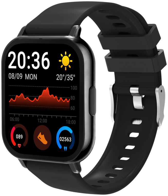 Denver SWC-176B Relojes inteligentes y deportivos 4,6 cm (1.81'') TFT Digital Pantalla tactil Negro
