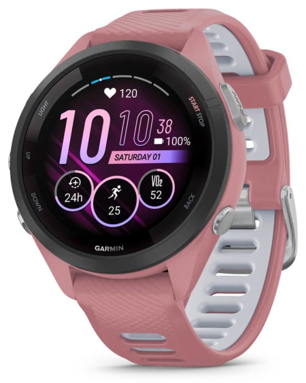 Garmin Forerunner 265S 2,79 cm (1.1'') AMOLED 42 mm Digital 360 x 360 Pixeles Pantalla tactil Negro, Rosa Wifi GPS (satelite)