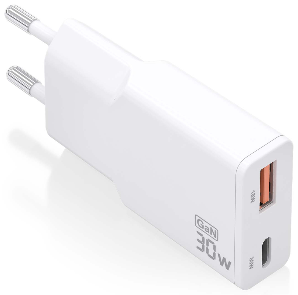 AISENS ASCH-30W2P046-W cargador de dispositivo movil Camara digital, MP3, MP4, Telefono movil, Navegante, Portatil, Consola de juegos portatil, Smartphone, Tableta, Universal Blanco Corriente alterna Carga rapida Interior