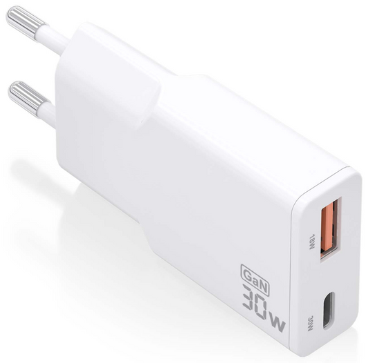 AISENS ASCH-30W2P046-W cargador de dispositivo movil Camara digital, MP3, MP4, Telefono movil, Navegante, Portatil, Consola de juegos portatil, Smartphone, Tableta, Universal Blanco Corriente alterna Carga rapida Interior