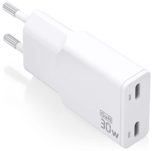 AISENS ASCH-30W2P048-W cargador de dispositivo movil Camara digital, MP3, MP4, Telefono movil, Navegante, Portatil, Consola de juegos portatil, Smartphone, Tableta, Universal Blanco Corriente alterna Carga rapida Interior