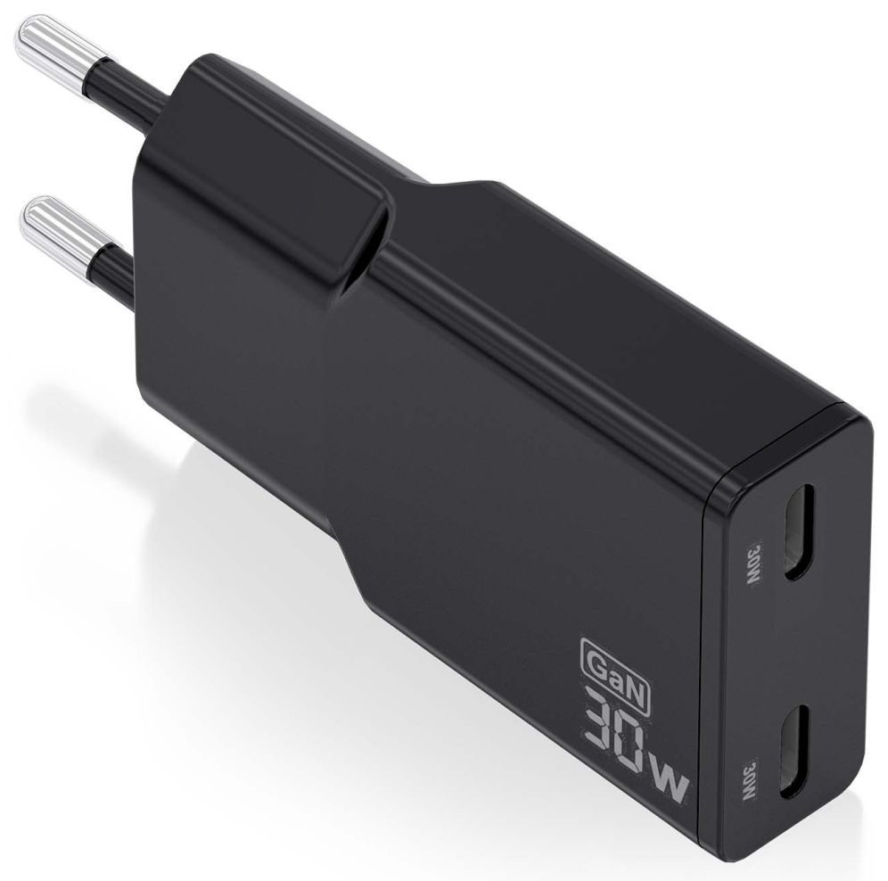 AISENS ASCH-30W2P049-BK cargador de dispositivo movil Camara digital, MP3, MP4, Telefono movil, Navegante, Portatil, Consola de juegos portatil, Smartphone, Tableta, Universal Negro Corriente alterna Carga rapida Interior