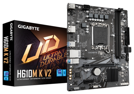 GIGABYTE H610M K V2 Placa base - Procesadores Intel Core 14ª generación, hasta 5600 MHz DDR5, 1xPCIe 3.0 M.2, LAN 1GbE, USB 3.2 Gen 1