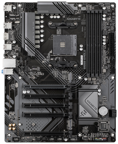 GIGABYTE B550 EAGLE Placa base - Procesadores AMD Ryzen serie 5000 G, VRM de 10+3+1 fases, hasta 3200 MHz DDR4, 1xPCIe 4.0 + 1xPCIe 3.0 M.2, LAN 1GbE, USB 3.2 Gen 2