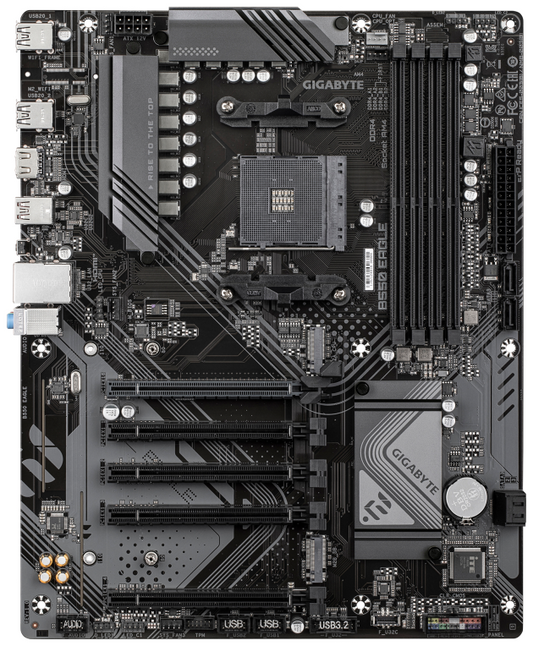 GIGABYTE B550 EAGLE Placa base - Procesadores AMD Ryzen serie 5000 G, VRM de 10+3+1 fases, hasta 3200 MHz DDR4, 1xPCIe 4.0 + 1xPCIe 3.0 M.2, LAN 1GbE, USB 3.2 Gen 2