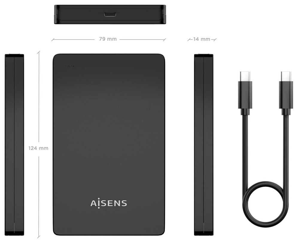 AISENS ASE-2542B caja para disco duro externo Caja de disco duro (HDD) Negro 2.5''