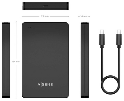 AISENS ASE-2542B caja para disco duro externo Caja de disco duro (HDD) Negro 2.5''