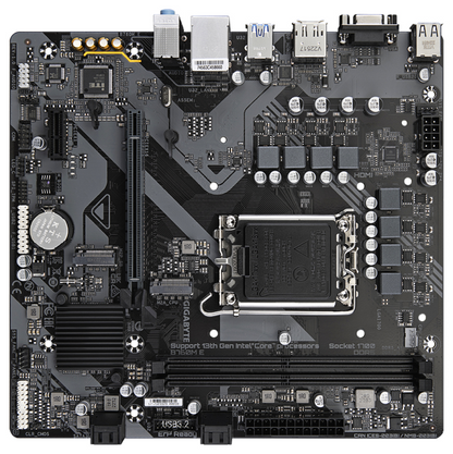 GIGABYTE B760M E Placa base - Compatible con procesadores Intel Core 14ª generación, VRM de 6+1+1 fases, hasta 7200 MHz DDR5 (OC), 2xPCIe 4.0 M.2, LAN 1 GbE, USB 3.2 Gen 1