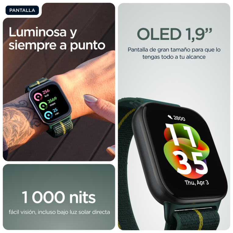 Motorola moto watch fit 4,83 cm (1.9'') OLED 44.5 mm Digital Pantalla tactil Verde, Gris GPS (satelite)