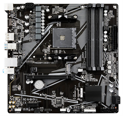 GIGABYTE Placa base A520M DS3H V2 - Soporta CPUs AMD Ryzen serie 5000 AM4, hasta 4733 MHz DDR4 (OC), PCIe 3.0 x16, LAN GbE, USB 3.2 Gen 1