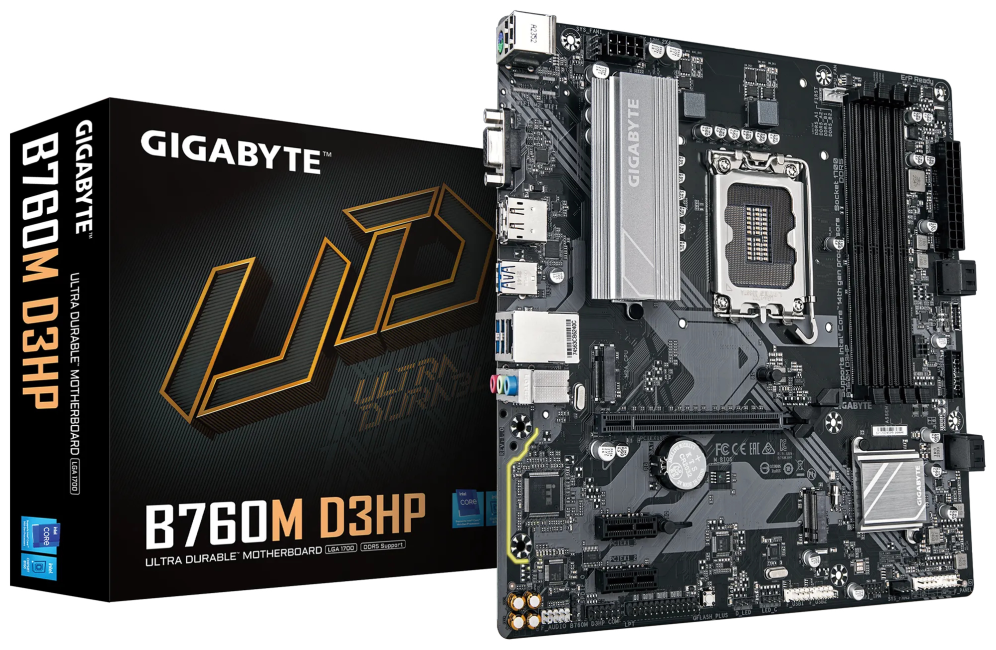 GIGABYTE B760M D3HP Placa Base - Procesadores Intel Core de 14ª Generación, VRM de 4+1+1 fases, hasta 5600 MHz DDR5, 2xPCIe 4.0 M.2, LAN GbE, USB 3.2 Gen 1