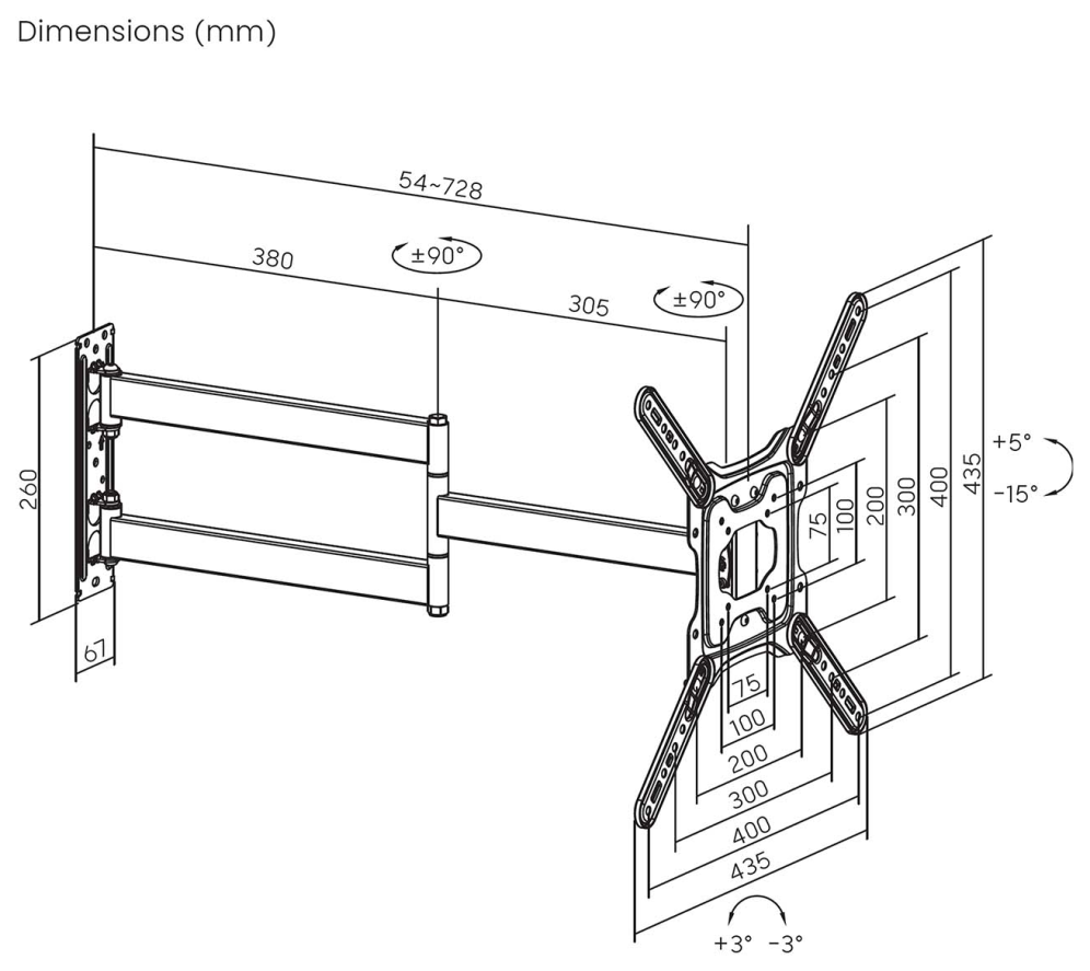 AISENS WT65TSLE-383 soporte para TV 165,1 cm (65'')