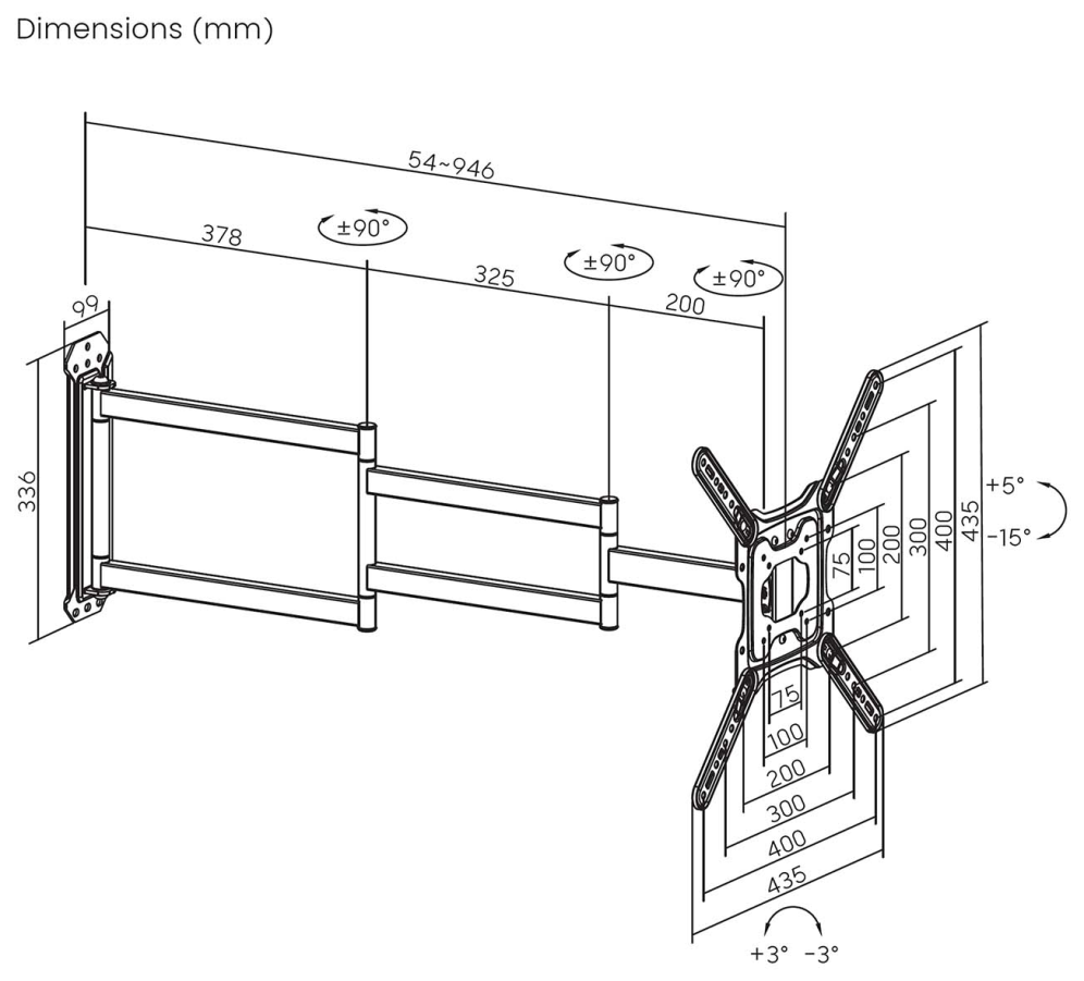 AISENS WT65TSLE-385 soporte para TV 165,1 cm (65'')