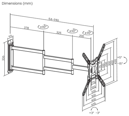 AISENS WT65TSLE-385 soporte para TV 165,1 cm (65'')