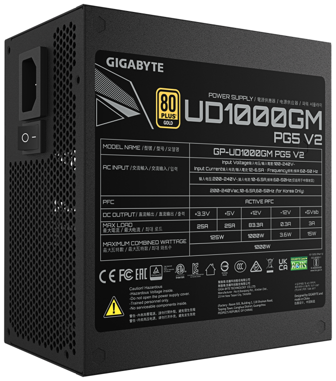 GIGABYTE UD1000GM PG5 V2 Fuente de Alimentacion