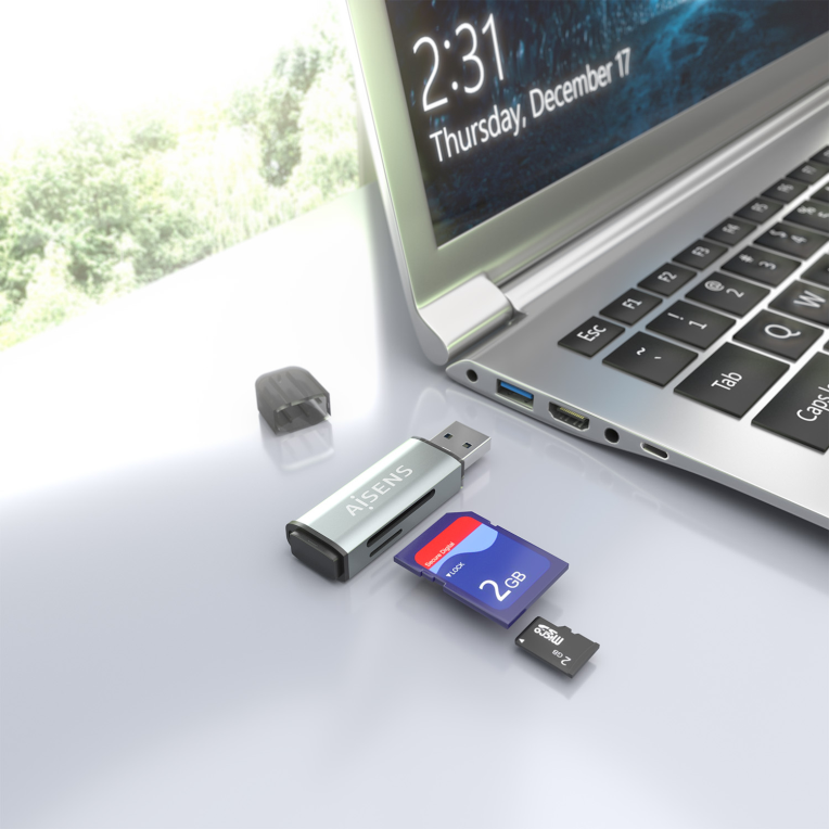AISENS ASCR-2A09-GR lector de tarjeta USB 3.2 Gen 1 (3.1 Gen 1) Type-A