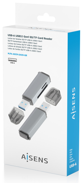 AISENS ASCR-2A09-GR lector de tarjeta USB 3.2 Gen 1 (3.1 Gen 1) Type-A
