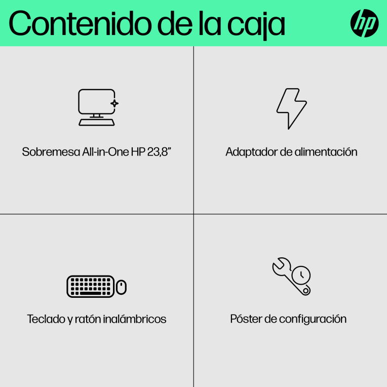 HP 24 -cr0130ns PC IntelÂ® Coreâ¢ i5 i5-1335U 60,5 cm (23.8'') 1920 x 1080 Pixeles PC todo en uno 16 GB DDR4-SDRAM 512 GB SSD FreeDOS Wi-Fi 6 (802.11ax) Blanco