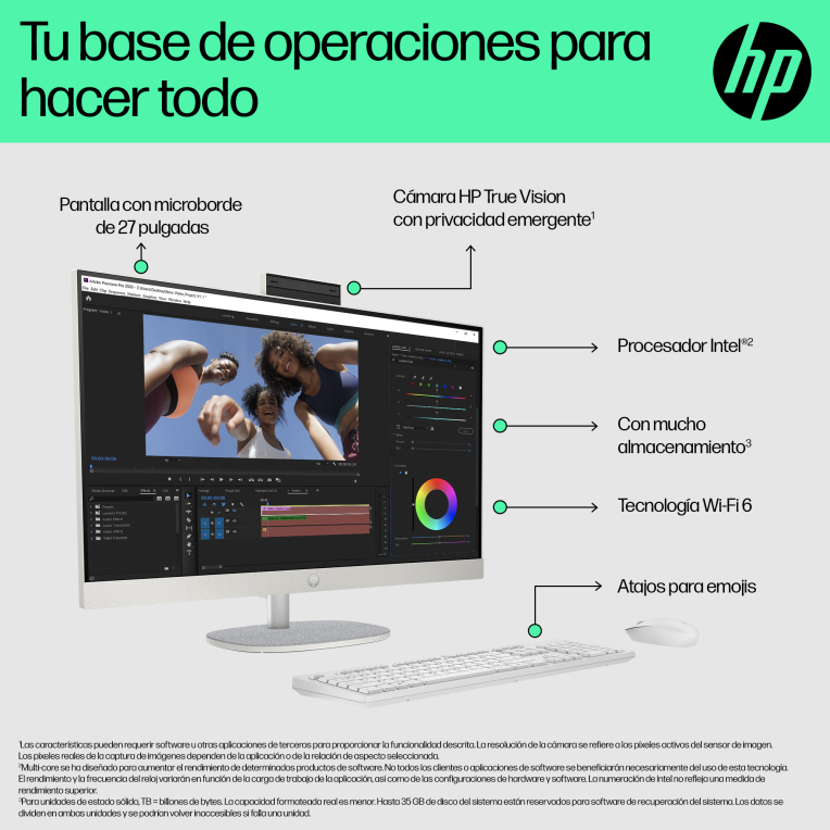 HP All-in-One 27-cr0090ns IntelÂ® Coreâ¢ i5 i5-1335U 68,6 cm (27'') 1920 x 1080 Pixeles PC todo en uno 16 GB DDR4-SDRAM 512 GB SSD FreeDOS Wi-Fi 6 (802.11ax) Blanco