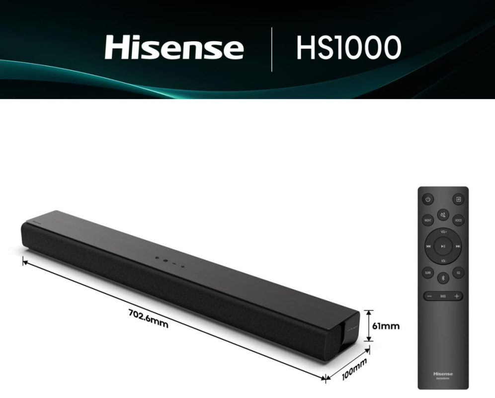 Hisense HS1000 Negro 2.0 canales 120 W