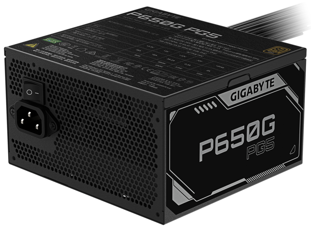 GIGABYTE P650G PCIE 5.1 Fuente de alimentacion – PCIe 5.1, 80 PLUS Silver, ventilador de 120mm, compatible con ATX 3.1, enchufe EU