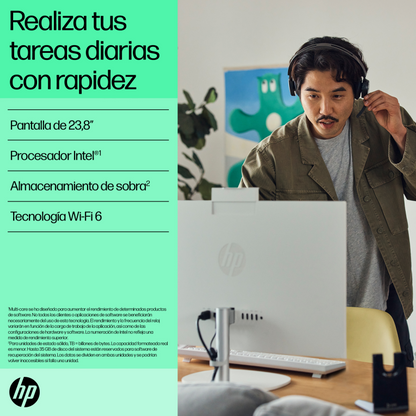 HP 24 -cr0130ns PC IntelÂ® Coreâ¢ i5 i5-1335U 60,5 cm (23.8'') 1920 x 1080 Pixeles PC todo en uno 16 GB DDR4-SDRAM 512 GB SSD FreeDOS Wi-Fi 6 (802.11ax) Blanco