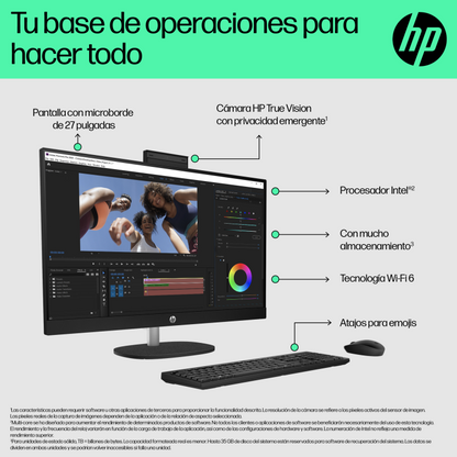 HP All-in-One 27-cr0090ns IntelÂ® Coreâ¢ i5 i5-1335U 68,6 cm (27'') 1920 x 1080 Pixeles PC todo en uno 16 GB DDR4-SDRAM 512 GB SSD FreeDOS Wi-Fi 6 (802.11ax) Blanco