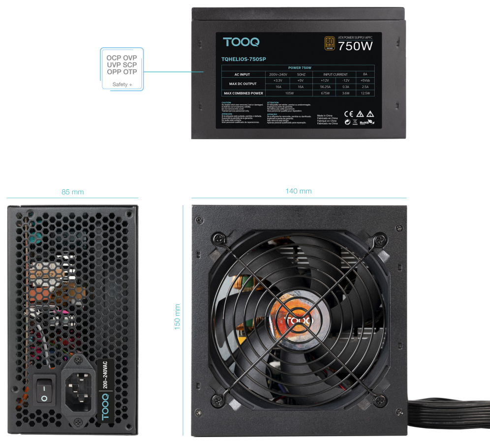 TooQ Fuente de alimentacion ATX 750W APFC 80Plus Bronze