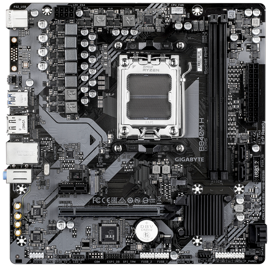 GIGABYTE B840M H Placa Base - Procesadores AMD Ryzen 9000, VRM de 5+2+2 fases, hasta 7200MHz DDR5 (O.C), 1xPCIe 4.0 M.2, LAN 1GbE, USB 3.2 Gen 1