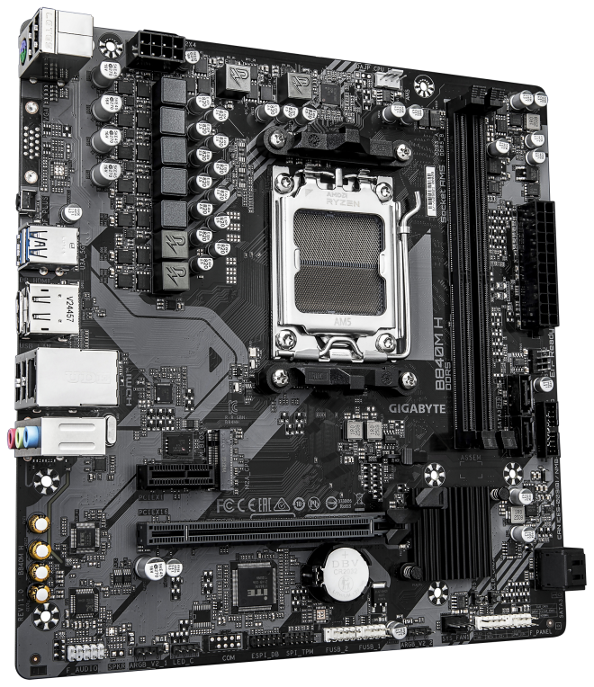 GIGABYTE B840M H Placa Base - Procesadores AMD Ryzen 9000, VRM de 5+2+2 fases, hasta 7200MHz DDR5 (O.C), 1xPCIe 4.0 M.2, LAN 1GbE, USB 3.2 Gen 1
