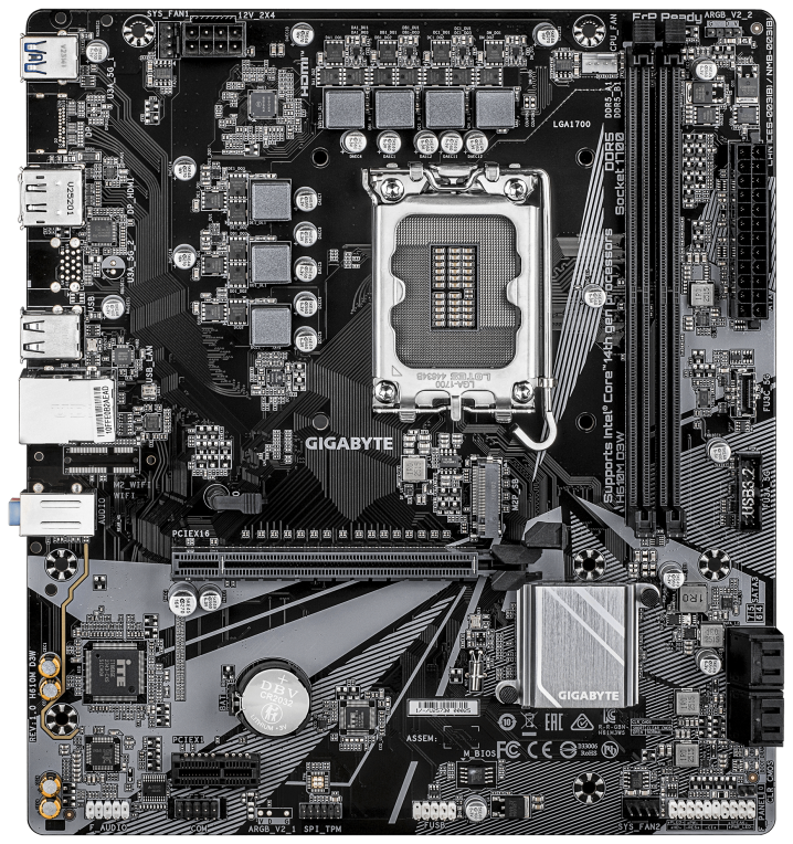 GIGABYTE H610M D3W Placa Base - Compatible con procesadores Intel Core de 14ª generación, VRM de 5+1+1 fases, hasta 5600MHz DDR5, 1xPCIe 3.0 M.2, LAN 1GbE, USB 3.2 Gen 1
