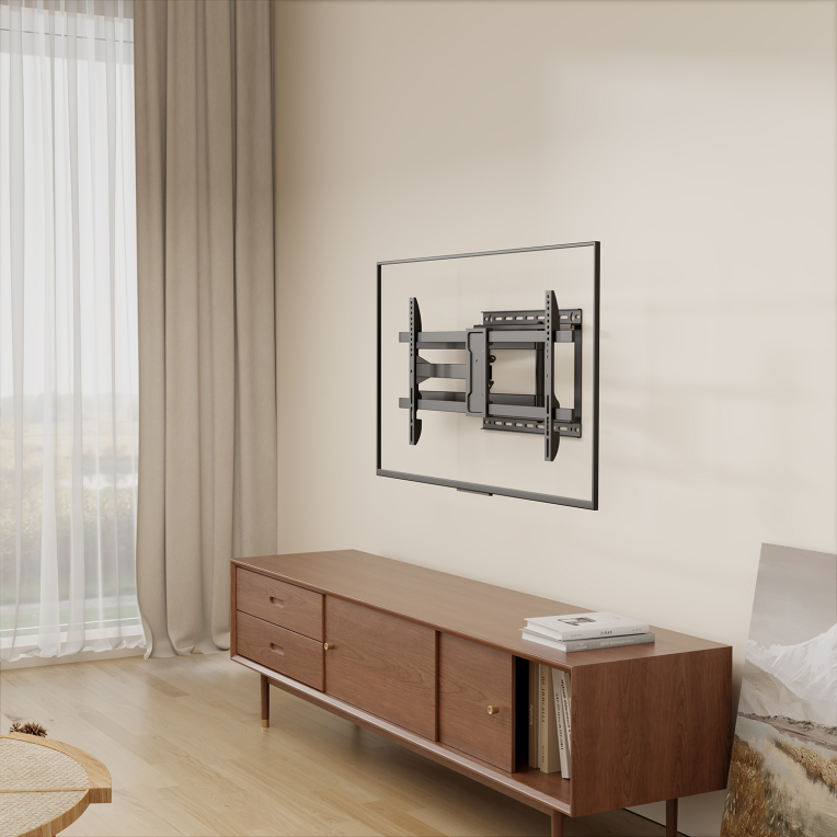 AISENS Soporte Pro Giratorio, Inclinable y Nivelable para Monitor/TV 50kg de 43''-80'', Negro