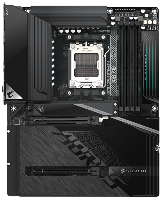 GIGABYTE X870 AORUS STEALTH Placa Base - Compatible con procesadores AMD Ryzen 9000, VRM digital de 16+2+2 fases, hasta 8200MHz DDR5 (O.C.), 2xPCIe 5.0 + 2xPCIe 4.0, Wi-Fi 7, LAN 5GbE, USB 4