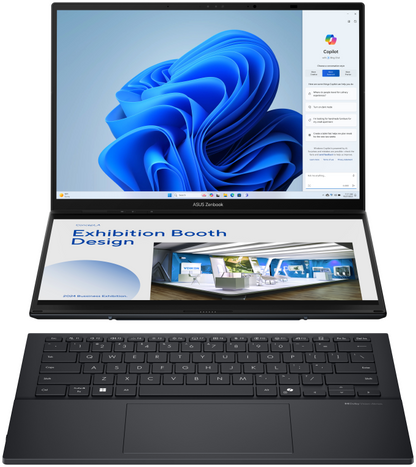 ASUS Zenbook Duo OLED UX8406CA-QL336W - Ordenador Portatil 14'' WUXGA (Intel Core Ultra 7 255H, 32GB RAM, 1TB SSD, Arc 140T, Windows 11 Home) Gris Tintero - Teclado QWERTY espanol