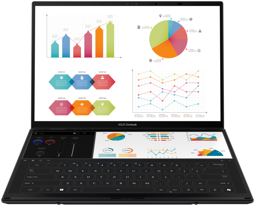 ASUS Zenbook Duo OLED UX8406CA-QL336W - Ordenador Portatil 14'' WUXGA (Intel Core Ultra 7 255H, 32GB RAM, 1TB SSD, Arc 140T, Windows 11 Home) Gris Tintero - Teclado QWERTY espanol