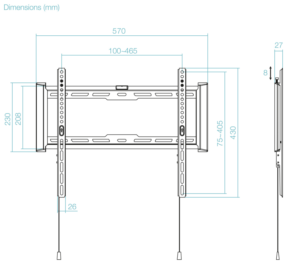 TooQ Soporte Fijo de pared para pantallas 32''- 70'', Negro