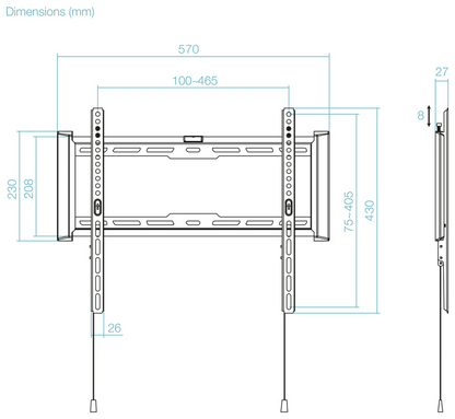 TooQ Soporte Fijo de pared para pantallas 32''- 70'', Negro