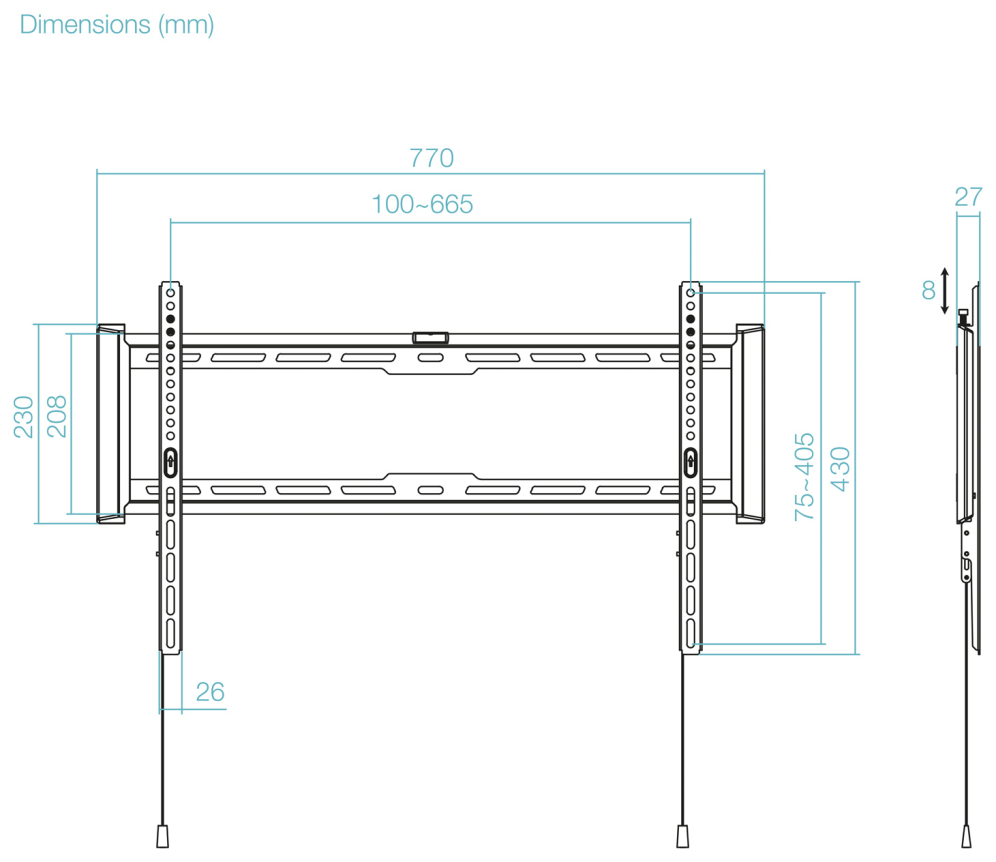 TooQ Soporte Fijo de pared para pantallas 37''- 80'', Negro