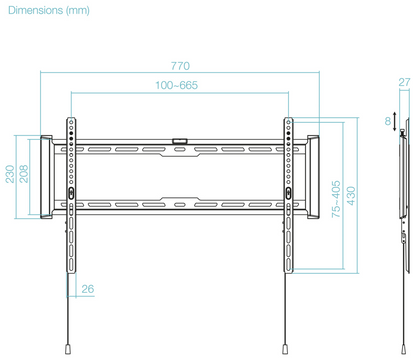 TooQ Soporte Fijo de pared para pantallas 37''- 80'', Negro