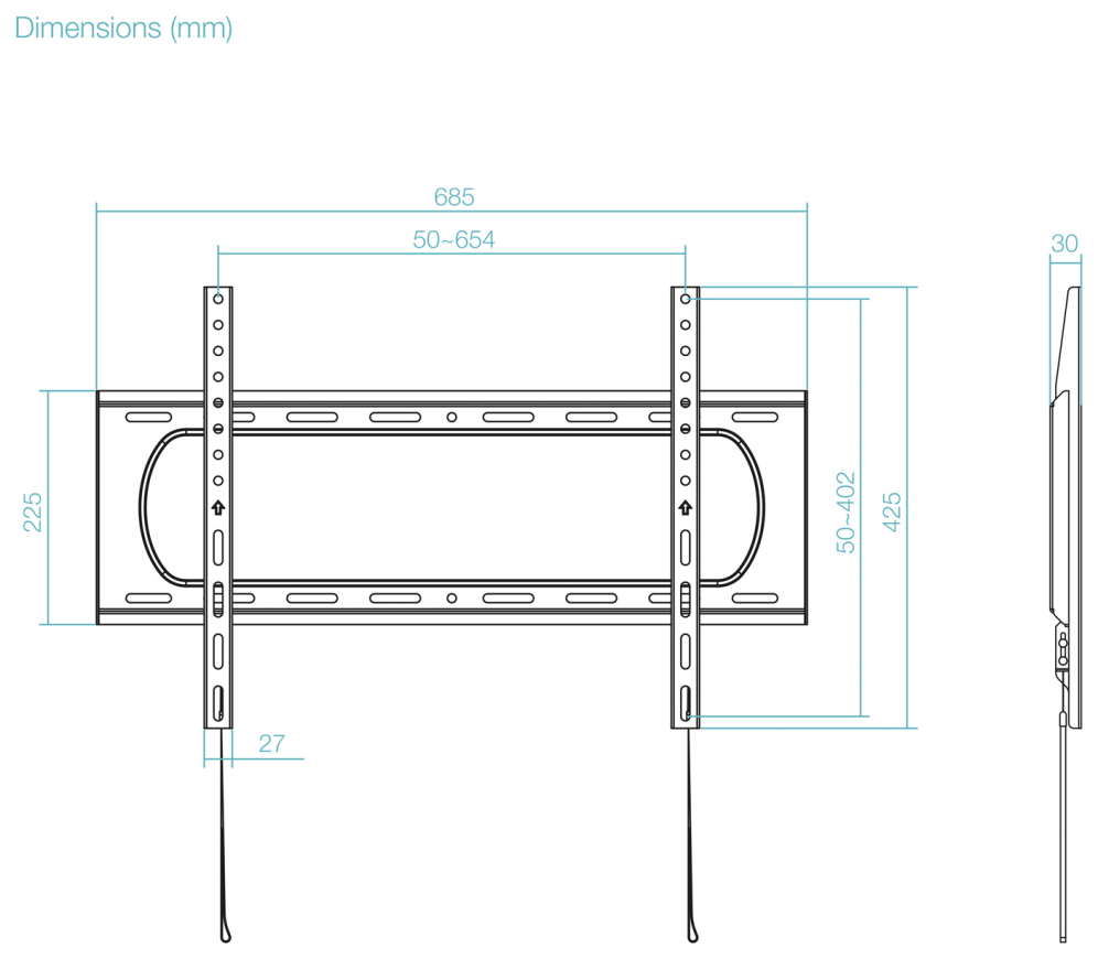 TooQ Soporte Fijo de pared para pantallas 37''- 80'', Negro