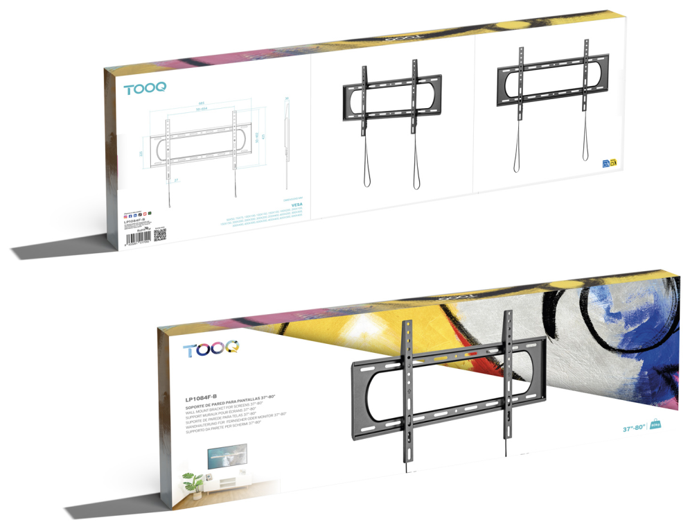 TooQ Soporte Fijo de pared para pantallas 37''- 80'', Negro