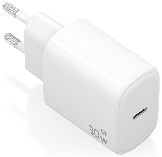 AISENS Cargador GaN 30W, 1xUSB-C PD3.0, Blanco