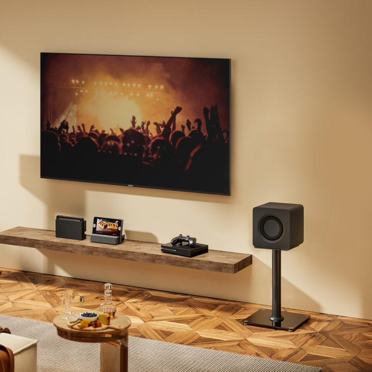 AISENS Soporte Universal De Suelo Para Altavoces, Negro