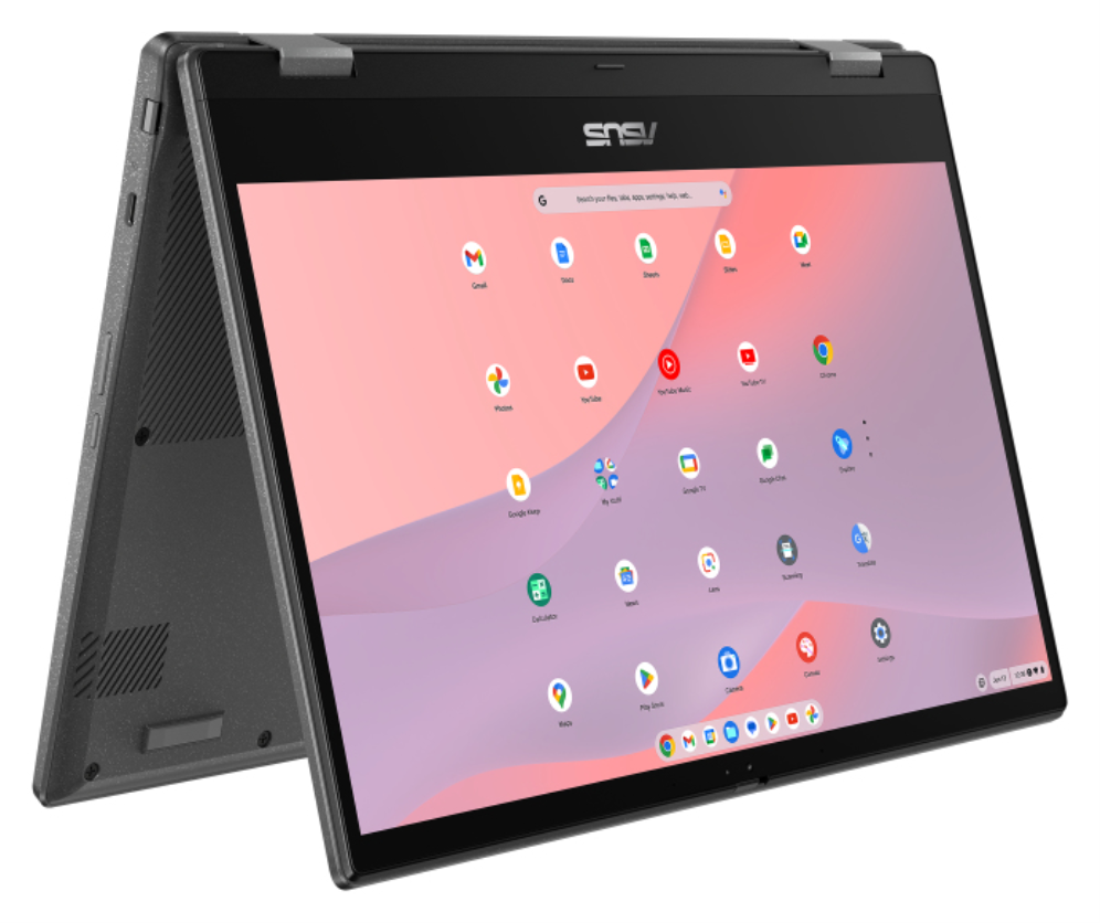 ASUS Chromebook CM14 Flip CL1402FM2A-EC0286 - Ordenador Portatil 14'' Full HD (MediaTek Kompanio 520, 8GB RAM, 128GB eMMC, ARM Mali-G52 MC2, ChromeOS) Gris Gravidad - Teclado QWERTY espanol
